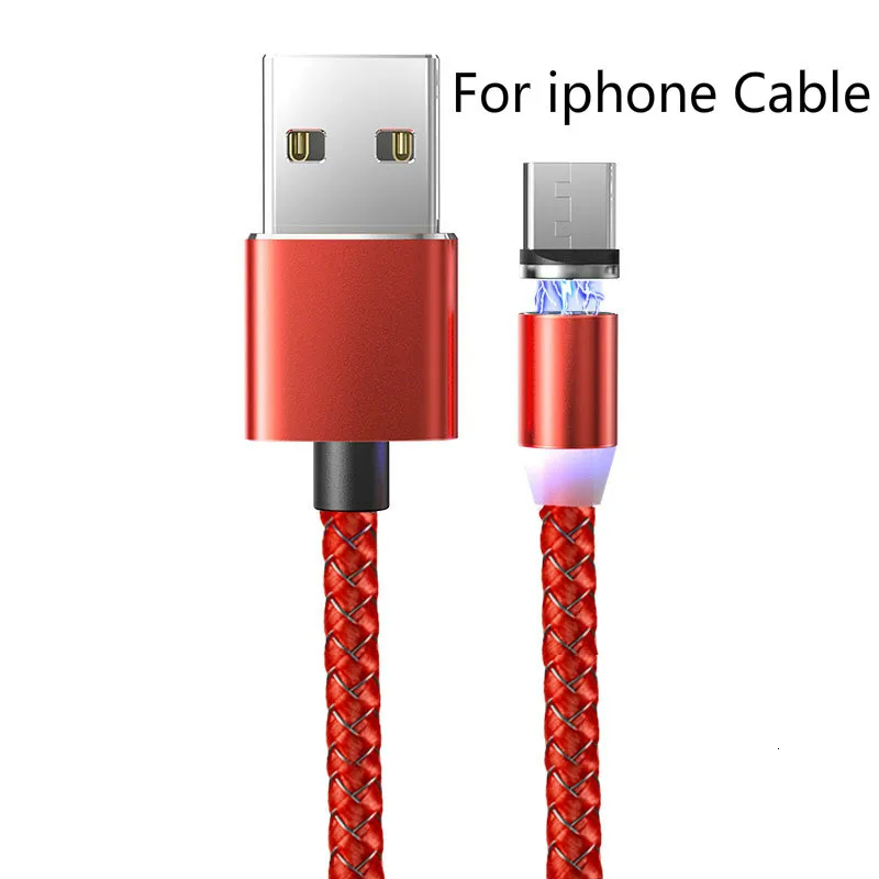 1 м Магнитный Micro USB кабель для быстрой зарядки iPhone samsung кабель для передачи данных Магнитный кабель для зарядки usb type C 3A кабель для мобильного телефона - Цвет: red For iphone