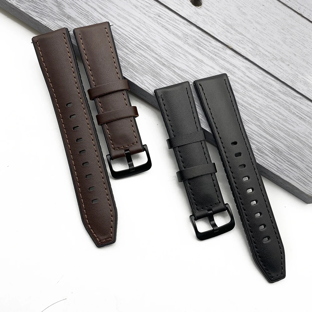 Leather Silicone Watch Band 20mm 22mm Bracelet Quick Release For Huawei Samsung Galaxy Amazfit Straps | Наручные часы