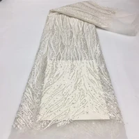 african lace fabric 2021 high quality sequins lace beaded french nigerian lace fabrics embroidery for party sewing xx20 63