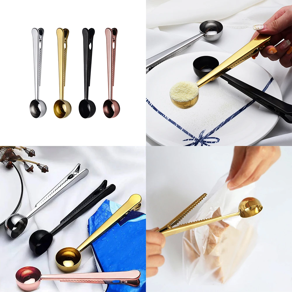 1 шт. ложка из нержавеющей стали с зажимом для пакета замельчения чая и кофе