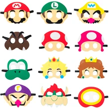 12pcs/lot super mario Felt Masks For Kids Masks With Elastic Rope Party Cosplay Masks For Halloween Party Decoration Accessories