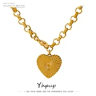 Yhpup романтическая подвеска в форме сердца розы, ожерелье из нержавеющей стали, модное ожерелье 18 K, металлическое ожерелье, подарок
