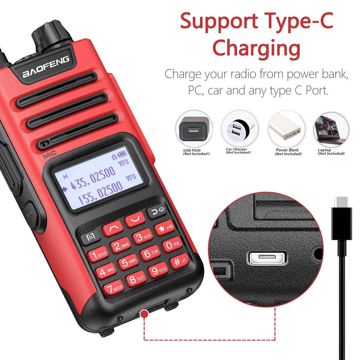 2PCS Baofeng UV13 PRO Walkie Talkie 10W 8800mAh High Power 999 Channel Long Range Distance Dual Band Typ-C Jack Upgrade UV10R