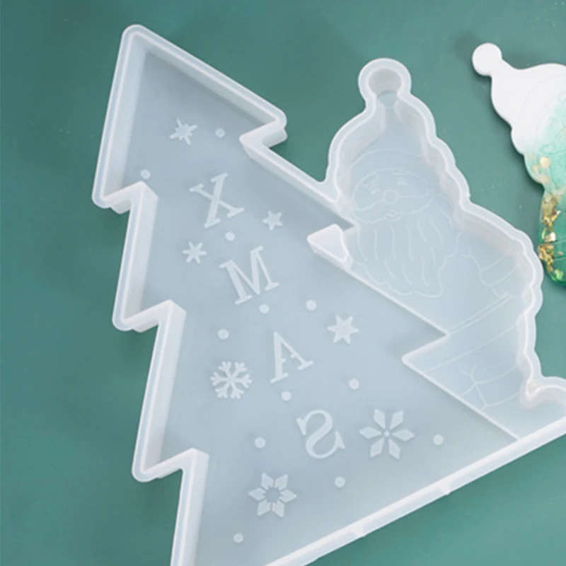 

13MC Crystal Epoxy Resin Mold Christmas Tree Santa Claus Listed Pendant Casting Silicone Mould DIY Crafts Decoration Jewelry