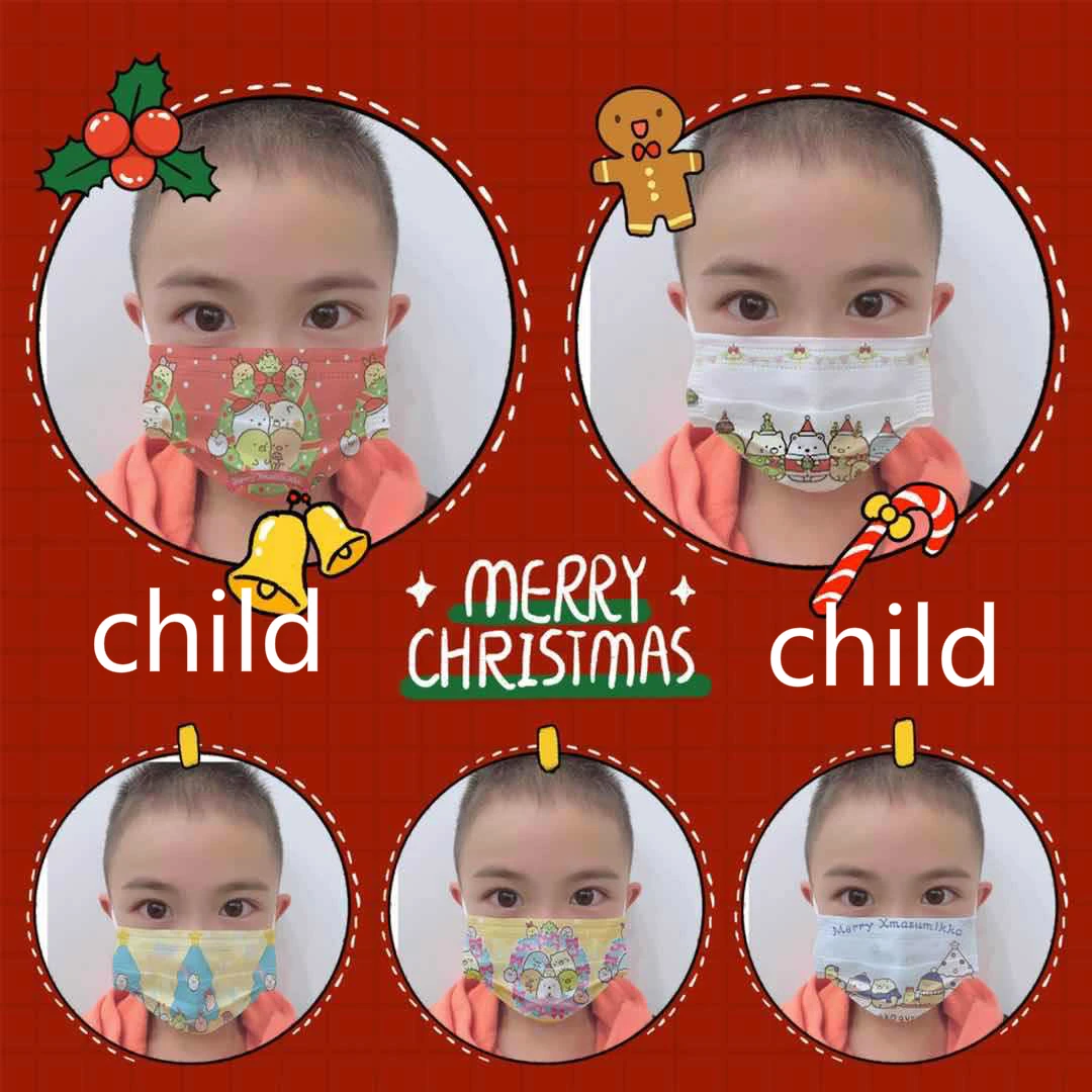 

50pcs Christmas children cartoon masks Japanese anime kawaii style adult parent-child masks 5 design combination cute mouth mask
