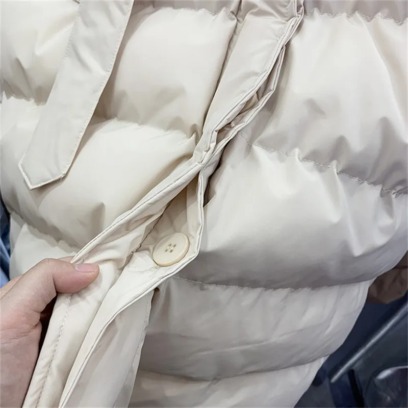 

Autumn Winter Fashion Plus Size Women Coat Korean Down Padded Jacket Female Zipper Pocket Temperament Long Overcoat Ladies A555