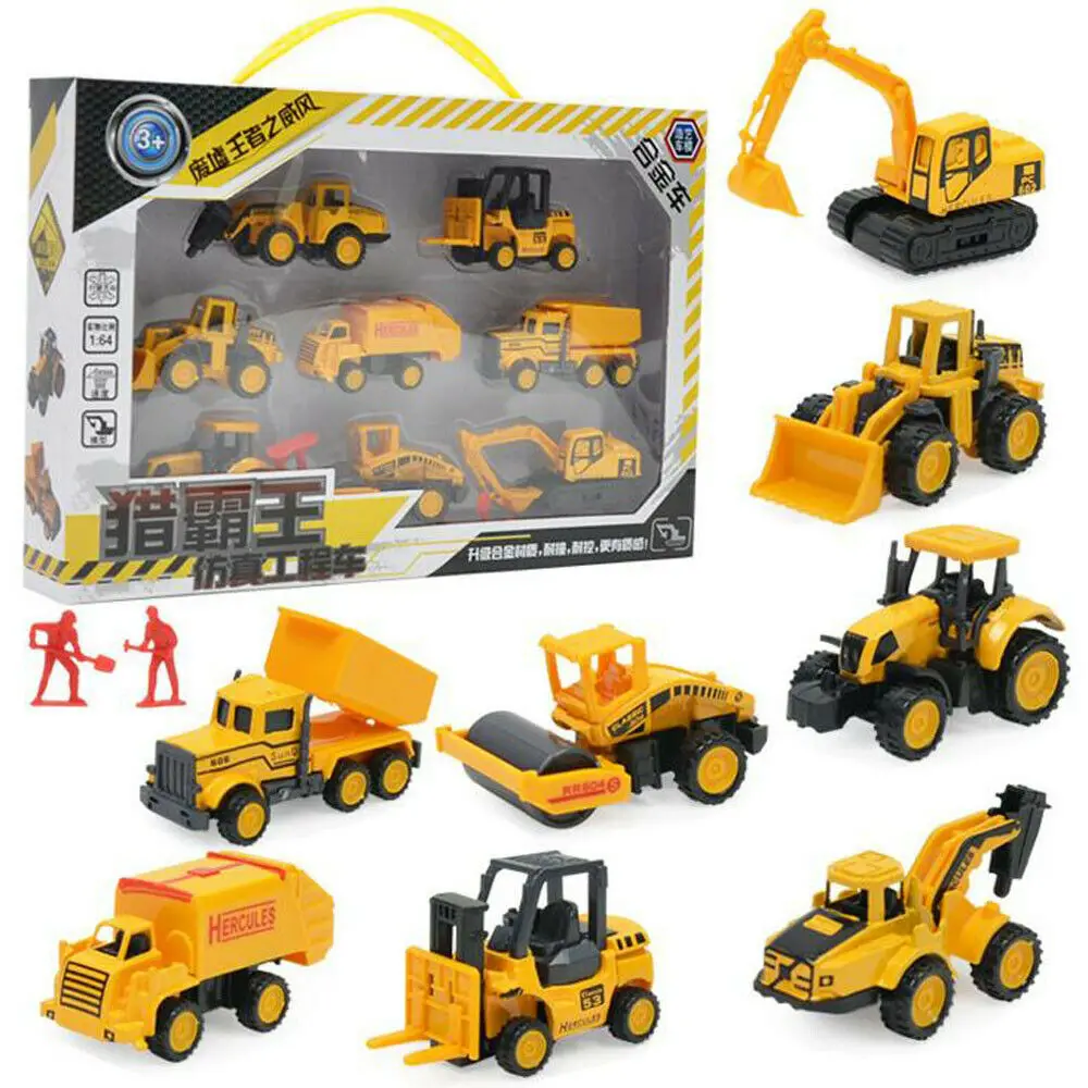 

8 шт./компл. литая мини-конструкция автомобиля из сплава, Инженерная модель грузовика из сплава, Классическая Игрушка, мини подарок для мальч...