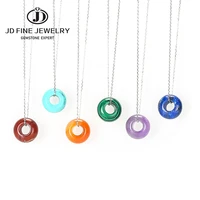 jd big hole beads stainless chain pendant natural stone 713mm spacer bead women lucky 925 silver color necklace 26colors