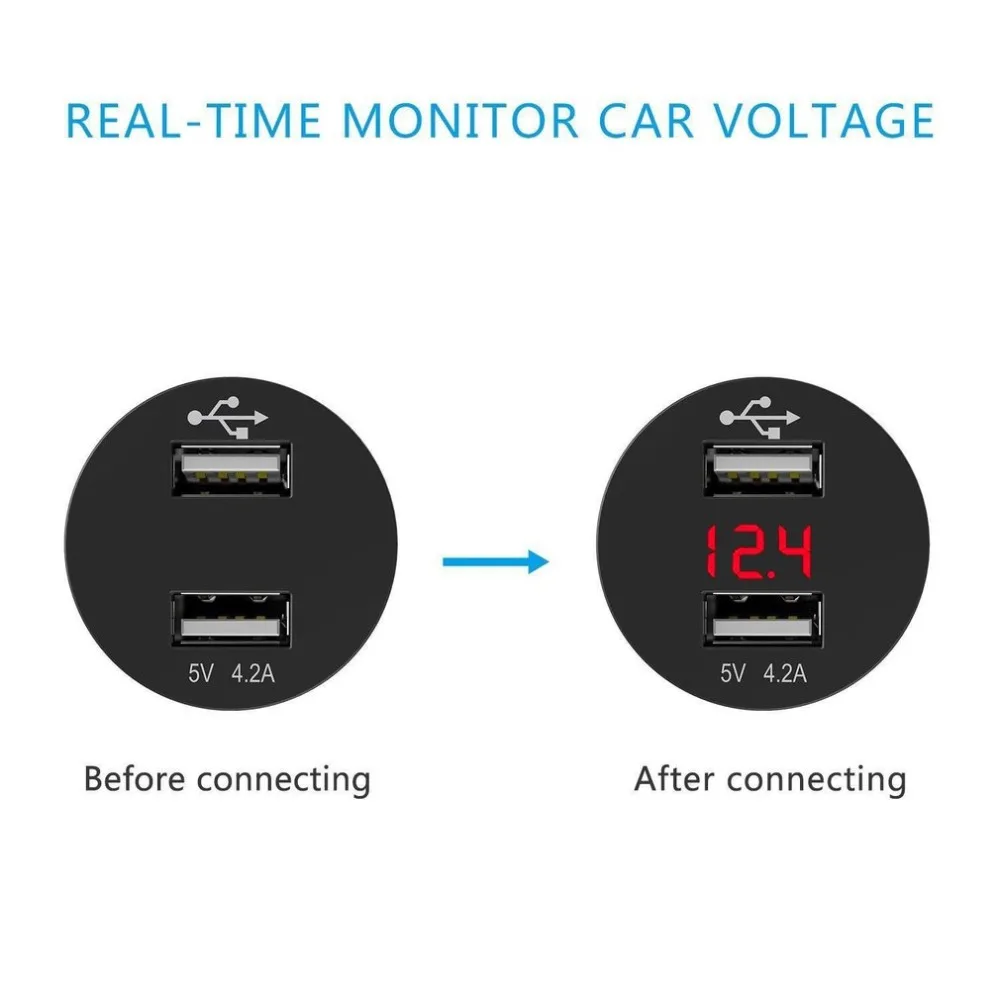 12 V/24 V автомобиль 4.2A Dual USB розетка Напряжение вольт метр судовая Панель Универсальный Мощность разъем