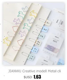 JIANWU 6 шт. 8 шт./компл. простой квадратный зажим креативный металлический зажим для девочки, милая скоросшиватель для kawaii канцелярские принадлежности