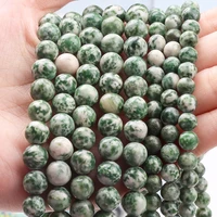 natural green dot stone beads round speckled spacer beads for jewelry making diy bracelet necklace accessories supplies