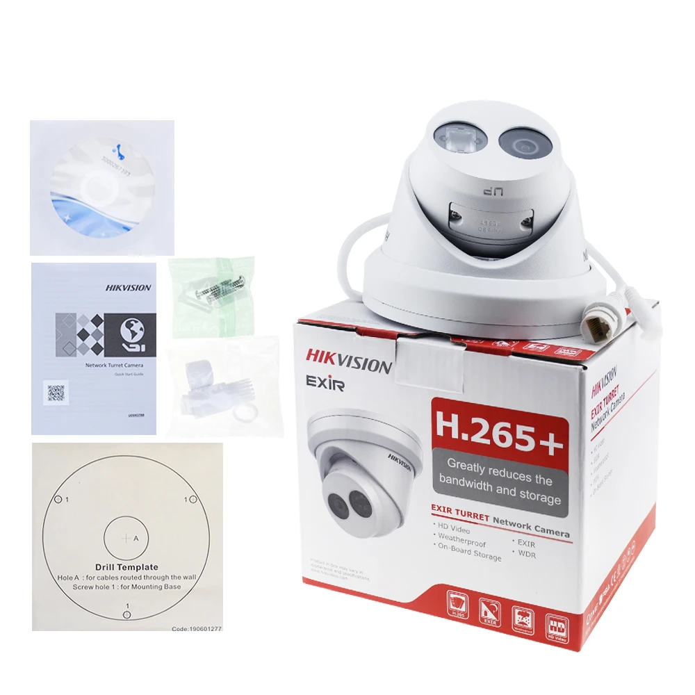 

Hikvision 4Pcs/Lot DS-2CD2363G0-I POE IP Camera 6MP Turret Network CCTV IPC SD Card Slot H.265+ 2 Behavior Analyses Face Detect