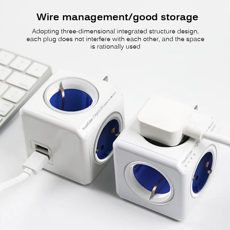 Умный дом Мощность Cube разъем ЕС розетка 4 розетки 2 Порты USB адаптер расширение