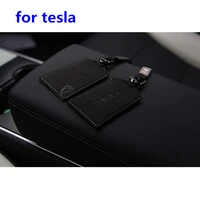 for tesla model 3 2016 2020 comfortable texture leather keychain key fob card holder leather protector cover car accessories