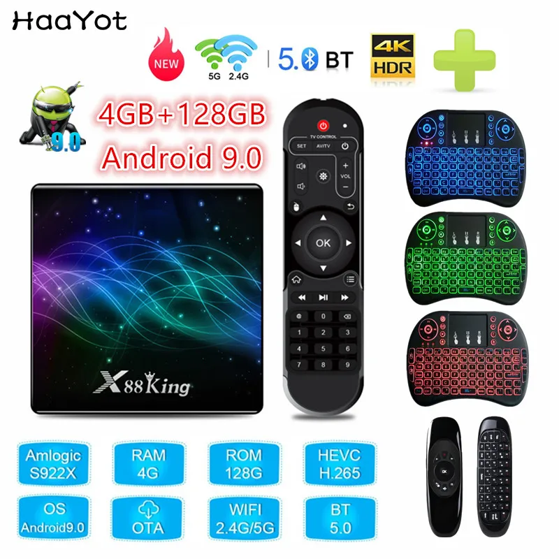 ТВ приставка HAAYOT X88 King Smart Android 9 0 Amlogic S922X 4K Tvbox HD 2 4G + 5G Wifi 1000M LAN USB3.0 Bluetooth 5 медиа