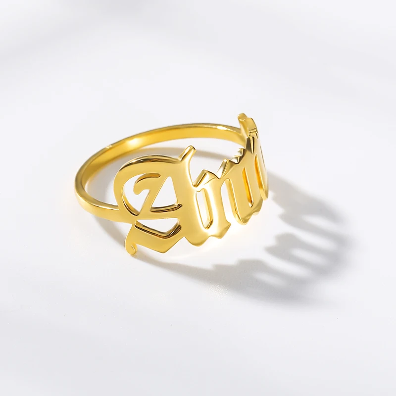 Кольцо с именем на английском в стиле ретро готическое ювелирное изделие кольца