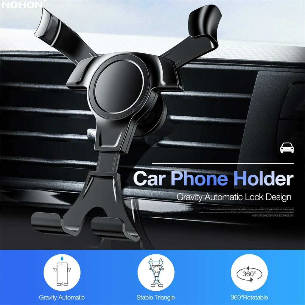 

Nohon Gravity Car Holder For iPhone 11 Pro Max X XS Max 8 7 6 Plus Car Air Vent Clip Mount No Magnetic Mobile Phone Holder Stand