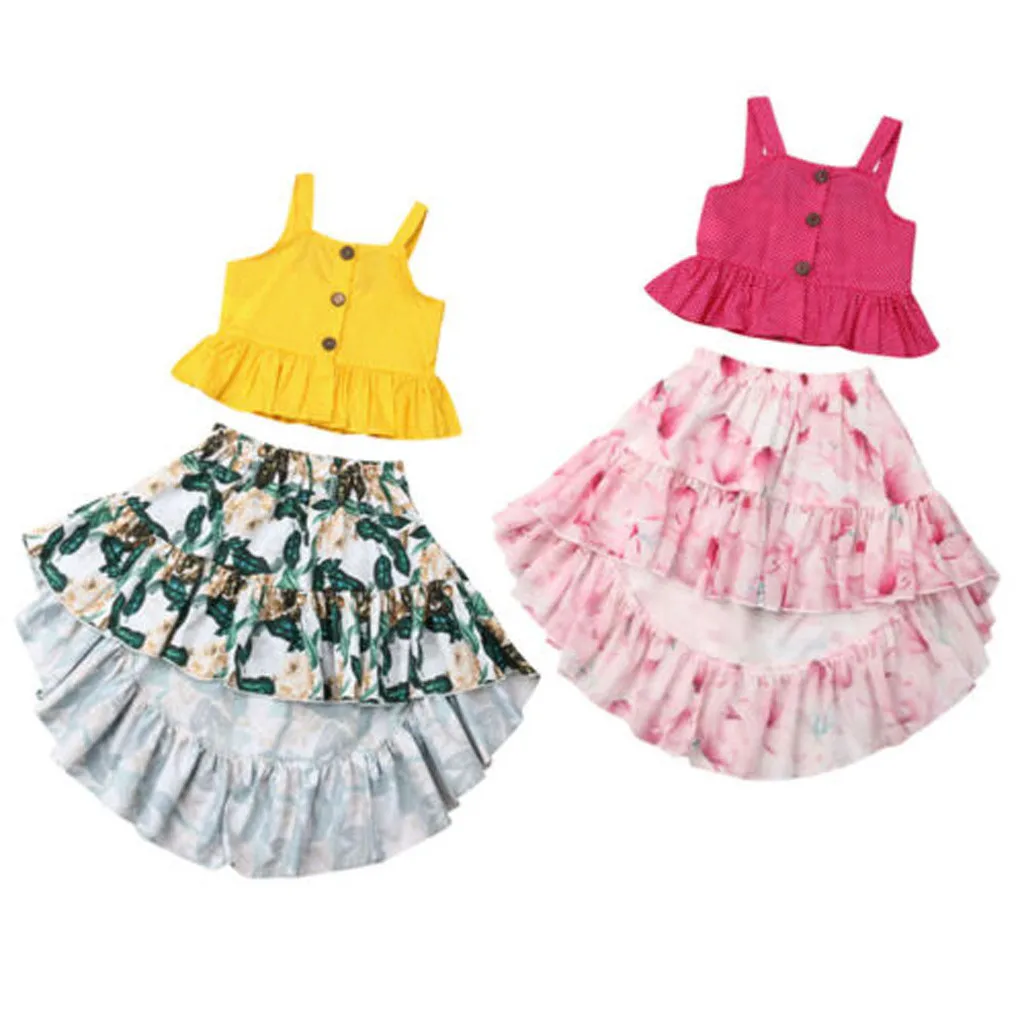 2019 новые стильные летние блузки топы для маленьких девочек платье с юбкой