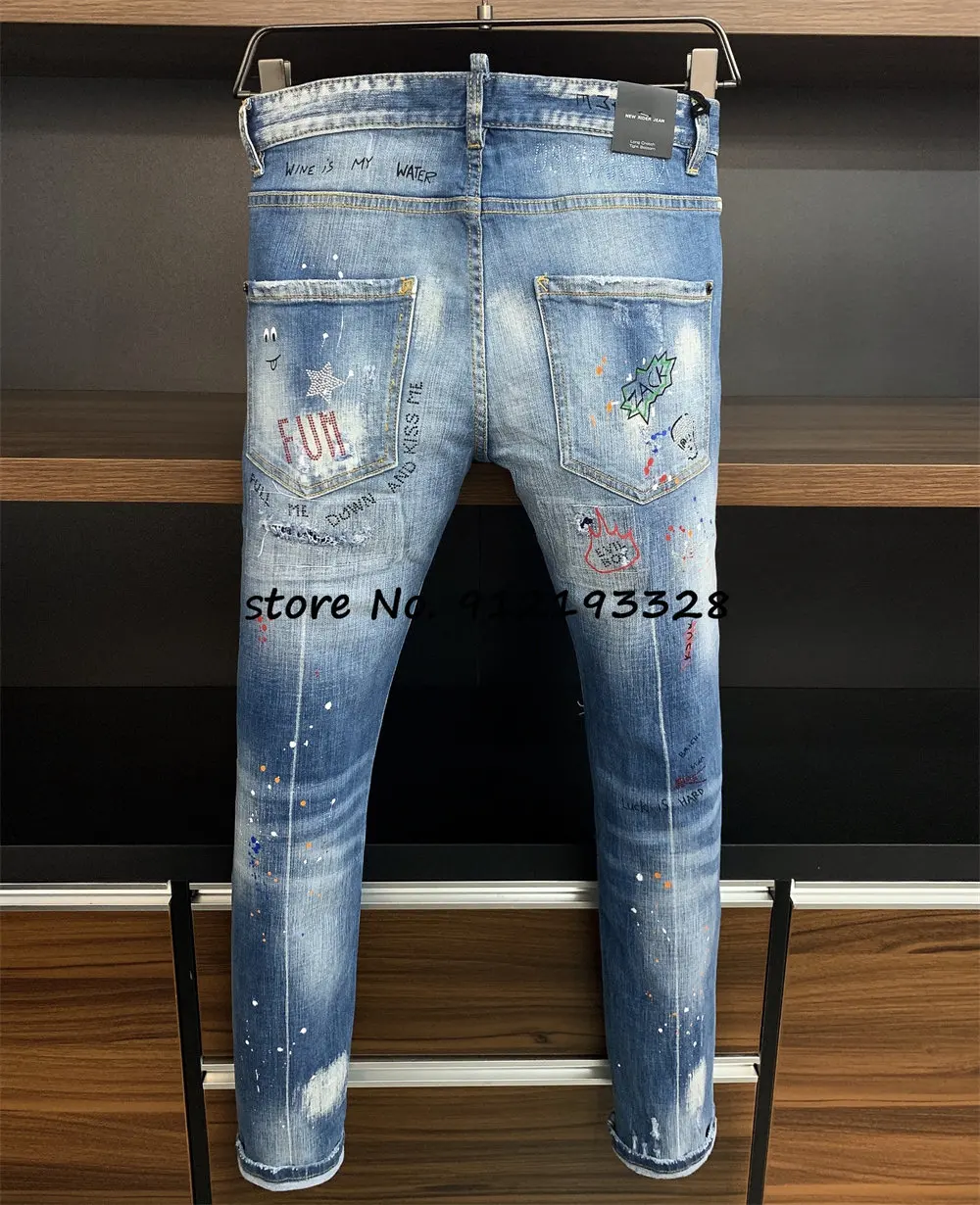 

Dsquared2 Cool Guy Hole Jeans D2 Men Pants DSQ2 Embroidered Trousers 9806