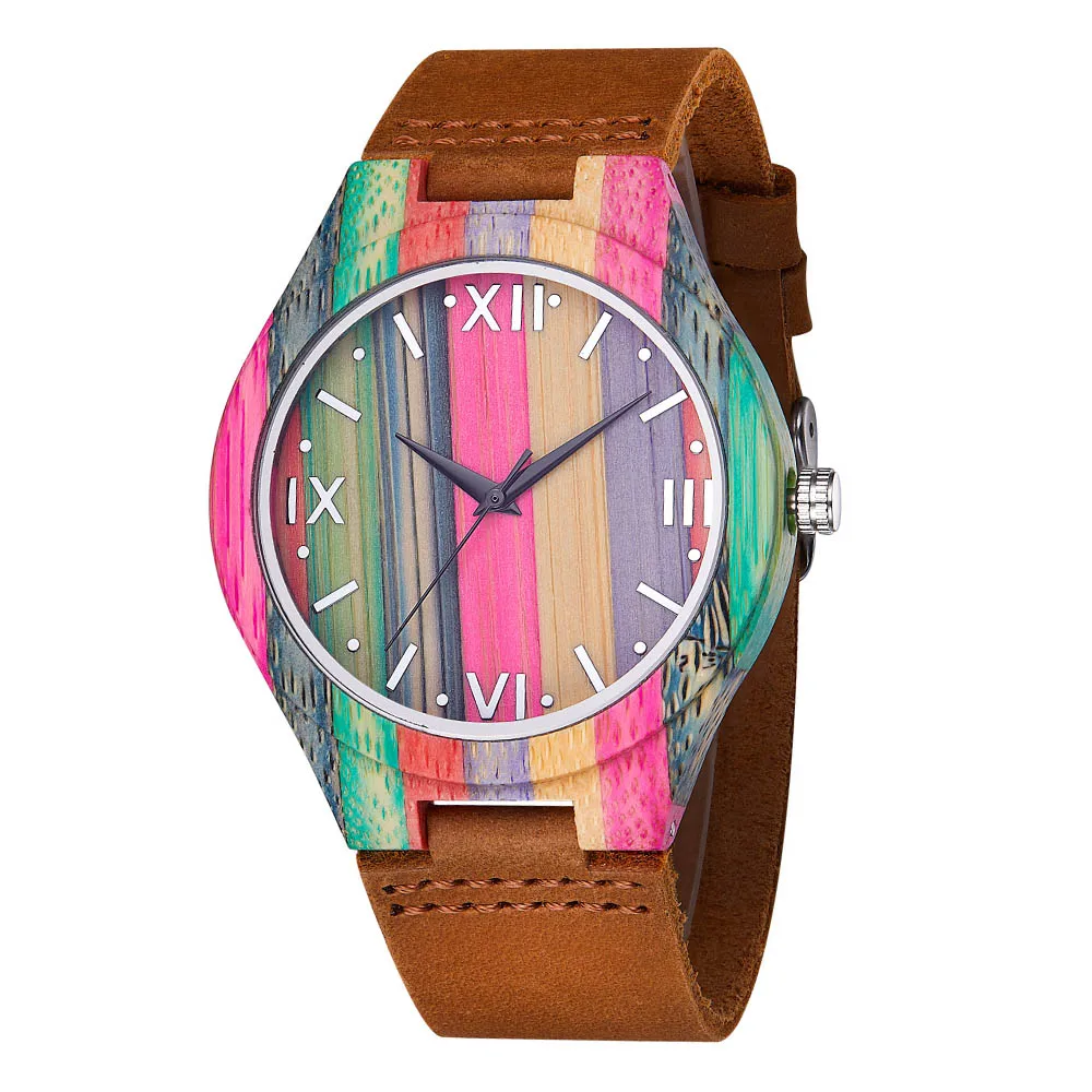 

Роскошные брендовые наручные часы из бамбука для унисекс, ретро, кожаный ремешок, индивидуальные часы, мужские деревянные часы, кварцевые н...