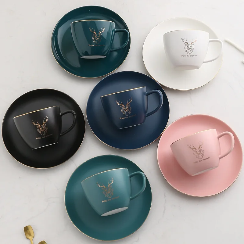 

European style small luxury ins coffee cup dish modern light simple household ceramic