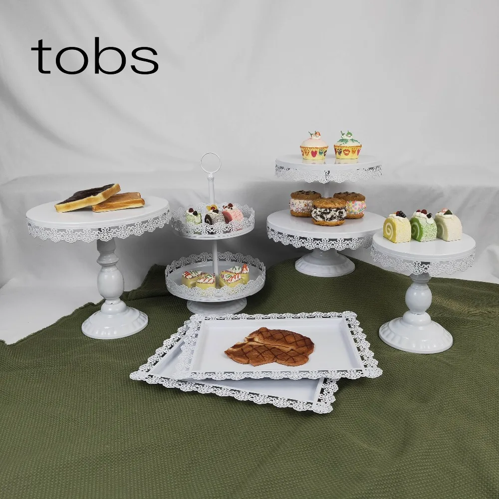 Bandeja para CUPCAKE con borde de encaje, soporte para pastel, decoraci&oacute;n de ocasi&oacute;n para boda, nuevo tipo Conjunto blanco, 6 uds.-3