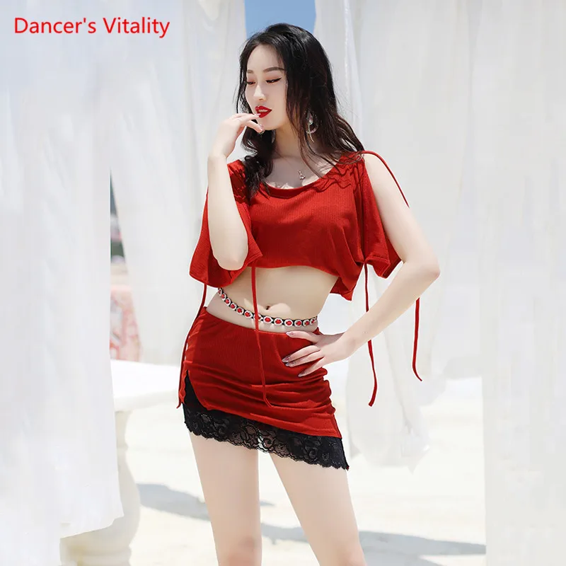 

Belly Dance Suit Female Adult Elegant Sexy Top New Practice Clothes Short Skirt Woman Performance Clothing Set Summer