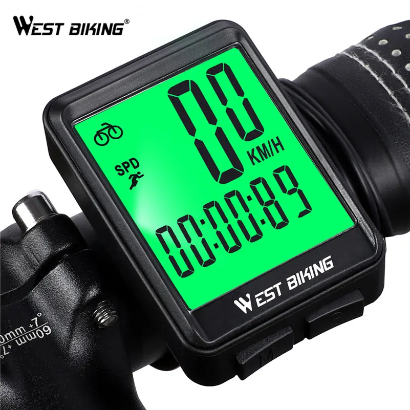 

WEST BIKING Bike Computer Wireless And Wired Cycling Odometer Stopwatch LED Measurable Speedometer Rainproof Bicycle Computer