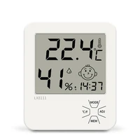 Digital Thermometer for Home Indoor Mini Hygrometer with Time Display and Alarm Clock Outdoor Small Electronic Humidity Gauge