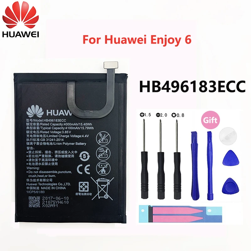 

Оригинальный запасной аккумулятор для телефона Hua Wei HB496183ECC, 4100 мАч, для HUAWEI Enjoy, 6 SIM-карт