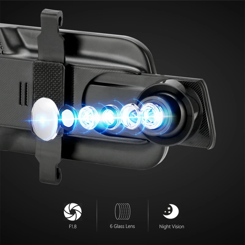 10 дюймов зеркало заднего вида Автомобильный видеорегистратор с двумя