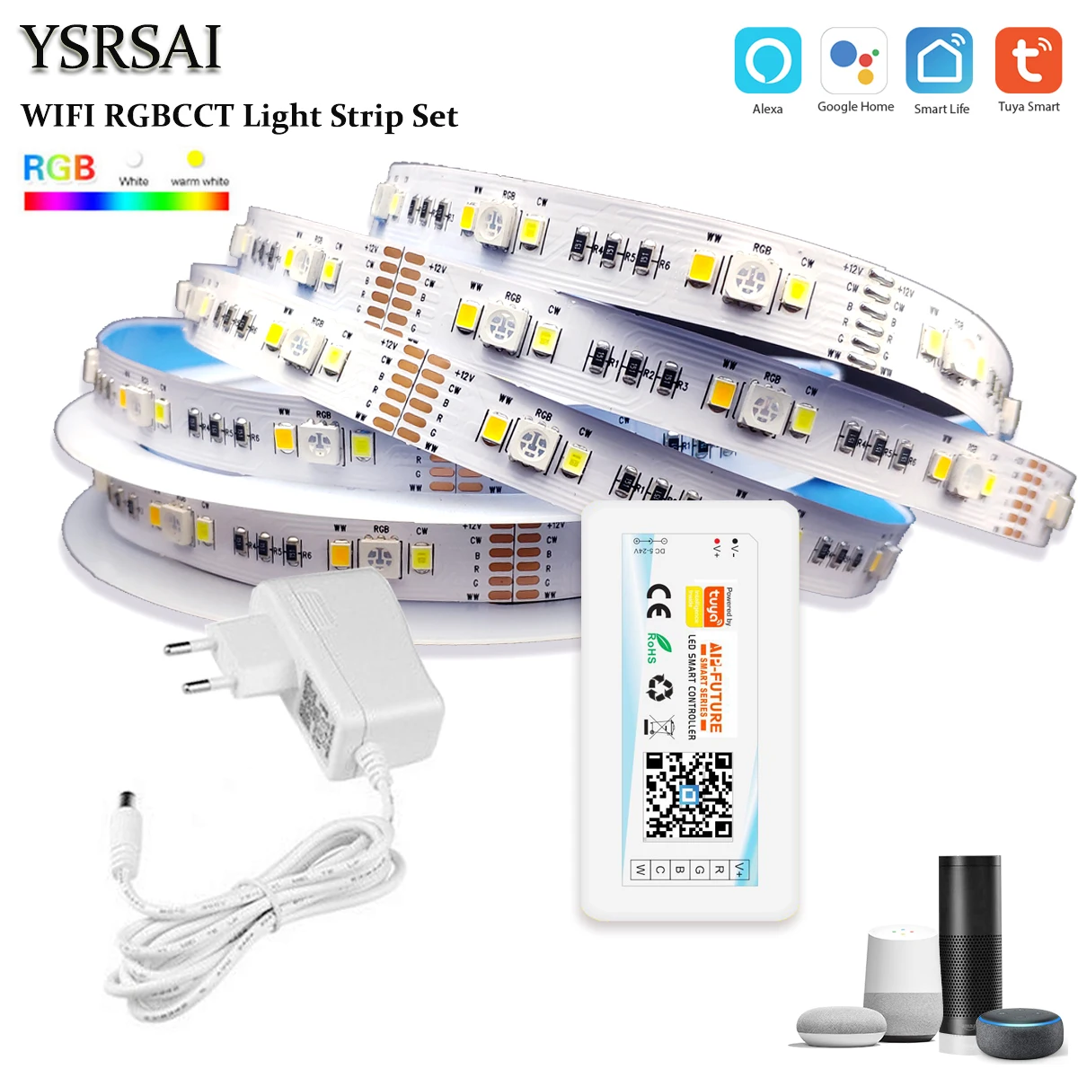 Wifi контроллер TUYA Smart life с приложением 12 В постоянного тока 5050 RGB + CCT регулируемая
