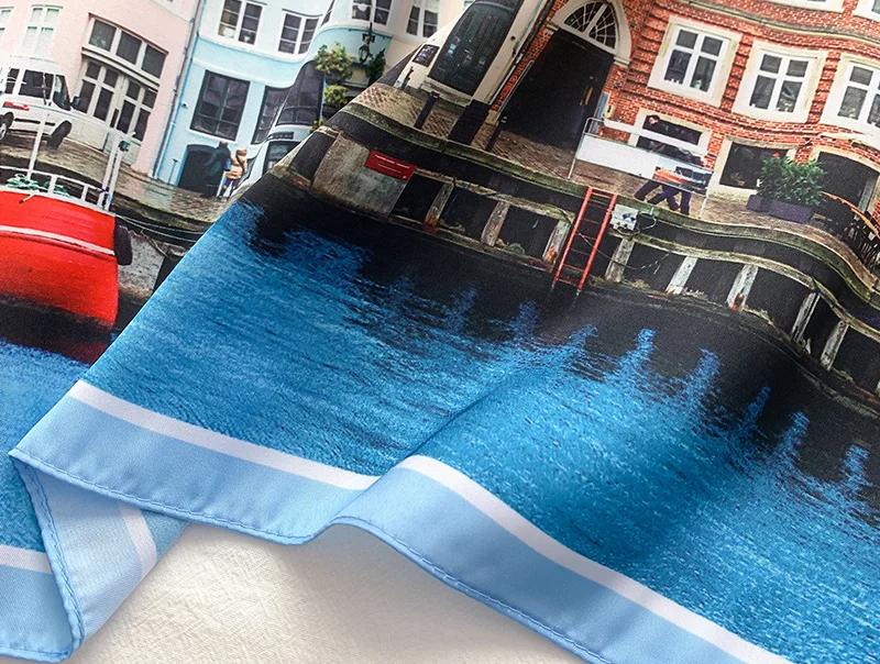 

2021 New 100% Silk Scarf Women Neck Hairband Elegant Print Neckerchief Bandana Small Square Scarves Neckerchief Suit Spring