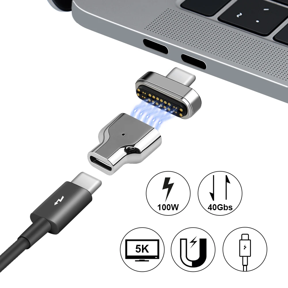 

UPMELY Practical 24pins Magnetic USB C Adapter Type C Connector PD 100W Fast Speed 10Gbp/s Data Cord C Charging Cable