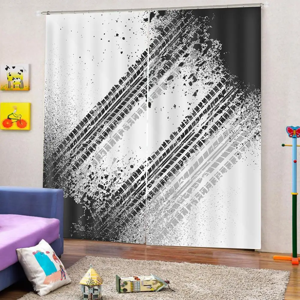 Градиентная Геометрическая черно серая решетка 3D затемненная занавеска для