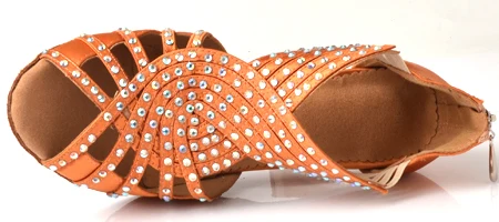 heel 6cm WUXIJIAO/Серебристые атласные туфли для латинских танцев со стразами; женские туфли для сальсы; вечерние стразы; Обувь для бальных танцев; обувь на среднем каблуке 7 см на молнии - Цвет: heel 6cm