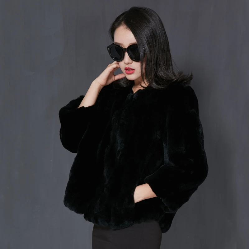 Real Rex Rabbit Fur Coat Natural Fur 2020 Korean Fashion Autumn Winter Jacket Women Genuine Fur Coats Plus Size 116200