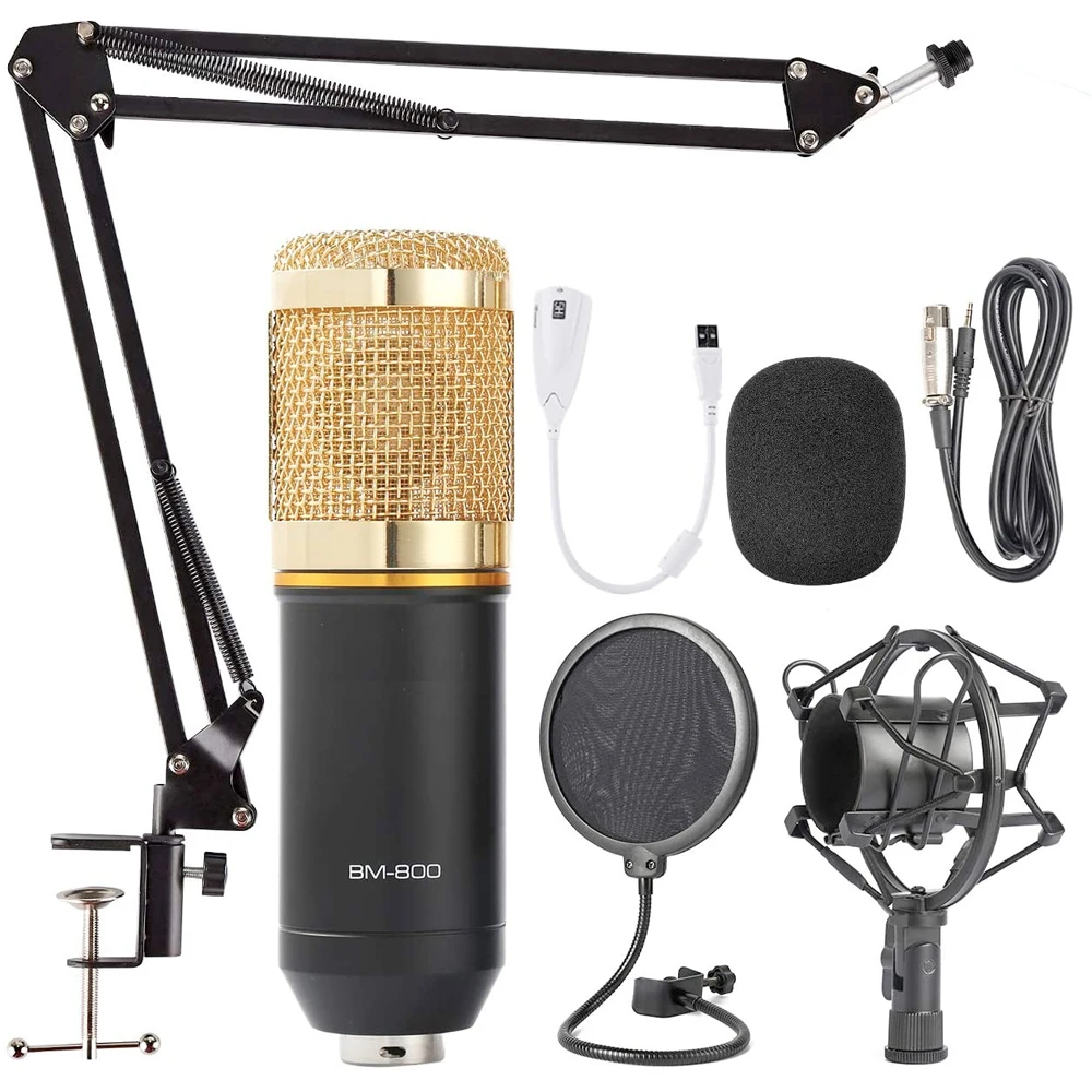 Microfono Condensador Profesional de Karaoke para Estudio Retransmisión de Radio Canciones Grabación