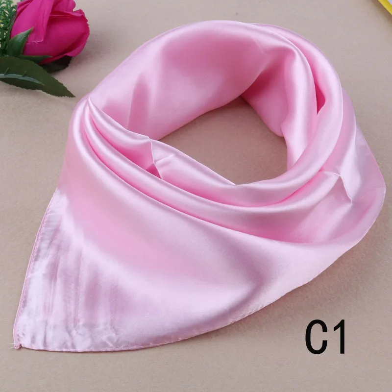

New autumn and Winter pure Solid color imitation silk scarf towel female professional decoration gift small gauze scarf