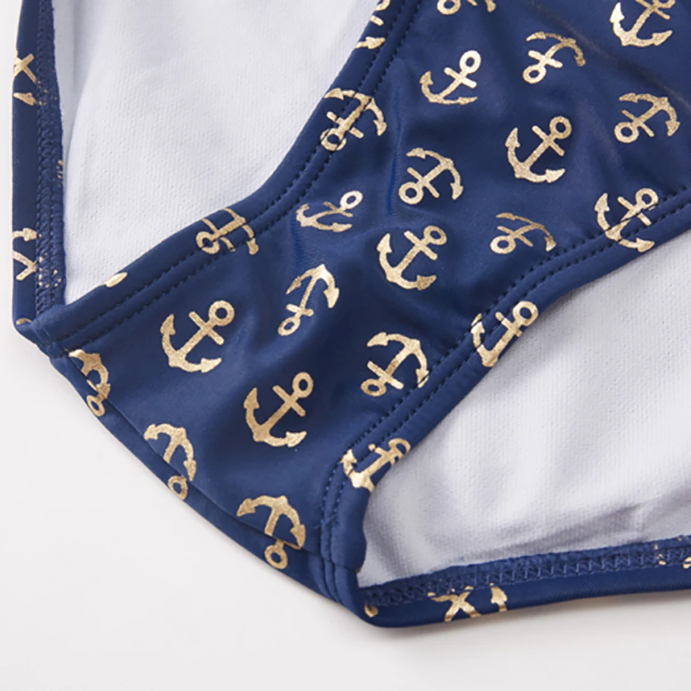 

Swimsuit For Girls Two Piece BIKINI Set Swimwear Anchor Print Bronzing Pattern Kid Girls BIKINI Bathing Suit Sport Suit