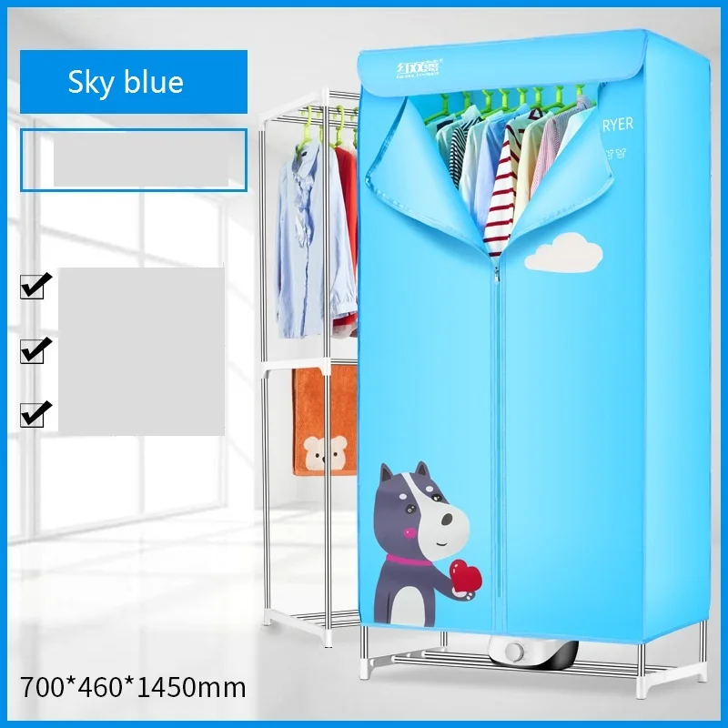Clothes drying cloth wardrobe folding portable simple bedroom wardrobe household clothes dryer, clothes storage cabinet - Цвет: Розовый