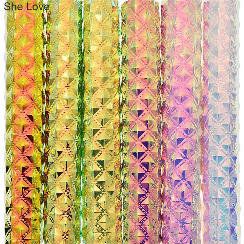 Голографический металлический переливающийся кожаный материал для шитья