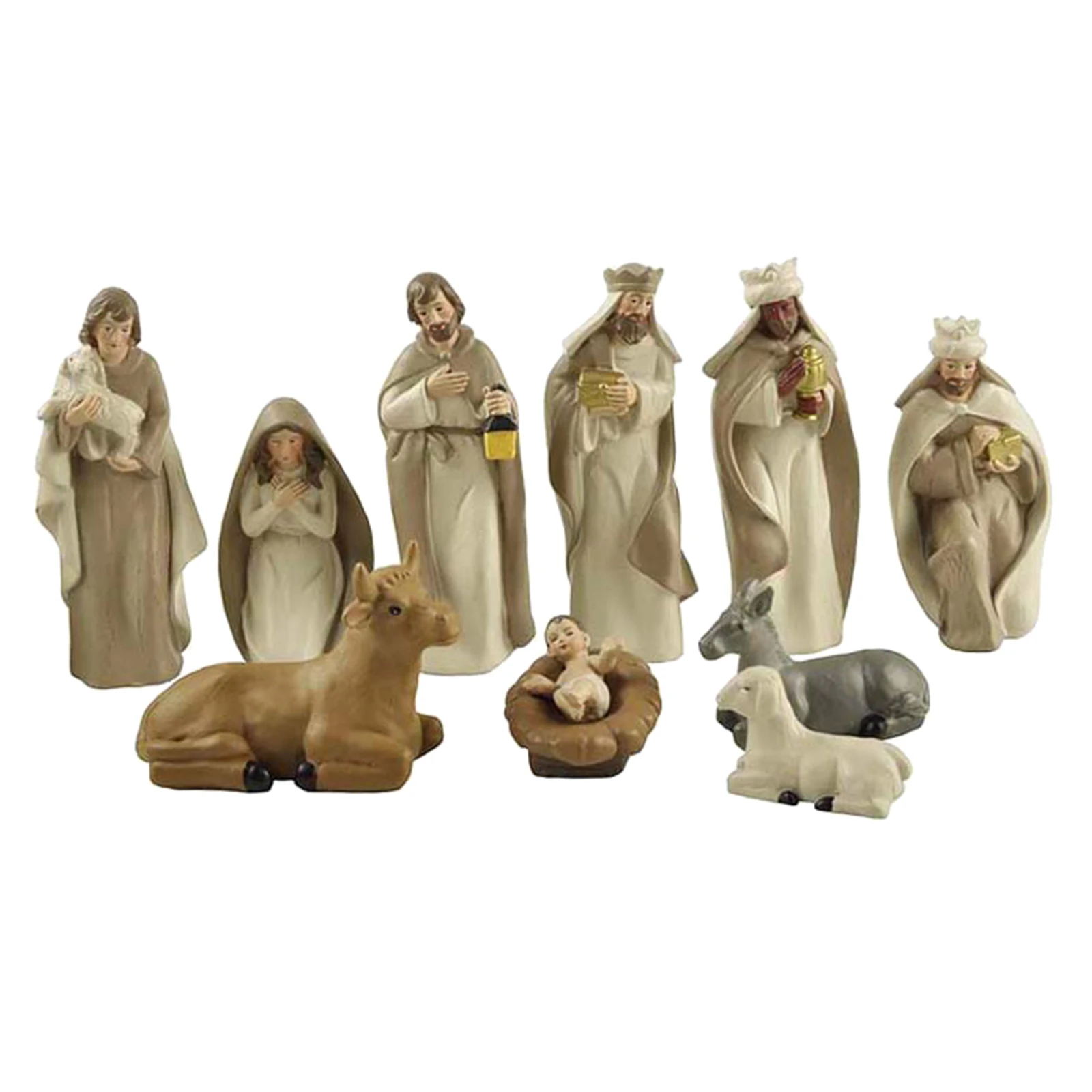 10Pcs Resin Christmas Nativity Scene Figurines Set Statue Figures Home Decor | Дом и сад