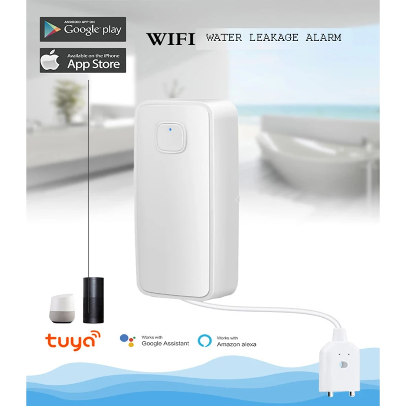 

Tuya Smart Wifi утечки воды Сенсор пожарный извещатель совместим с Tuya Smart Life App 85dB звуковой сигнал тревоги умный дом охранной сигнализации