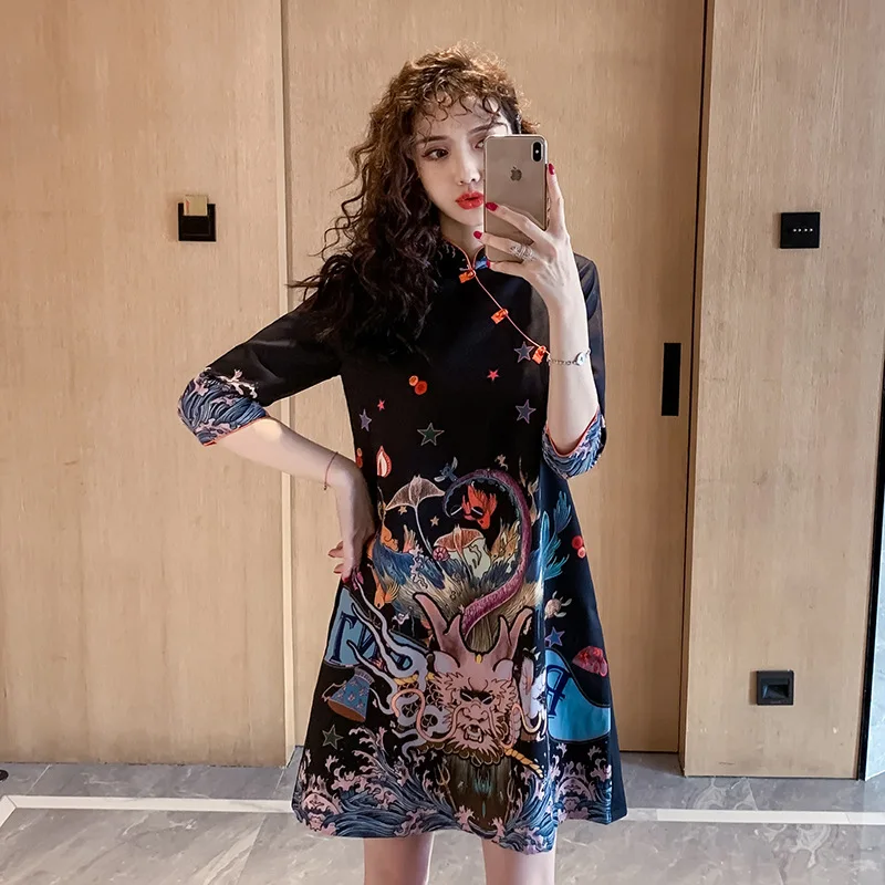 

Oriental Japanese Harajuku Style Qipao Traditional Chinese Style Retro Slim Cheongsam Sexy Party Wedding Dress Vintage Tang Suit