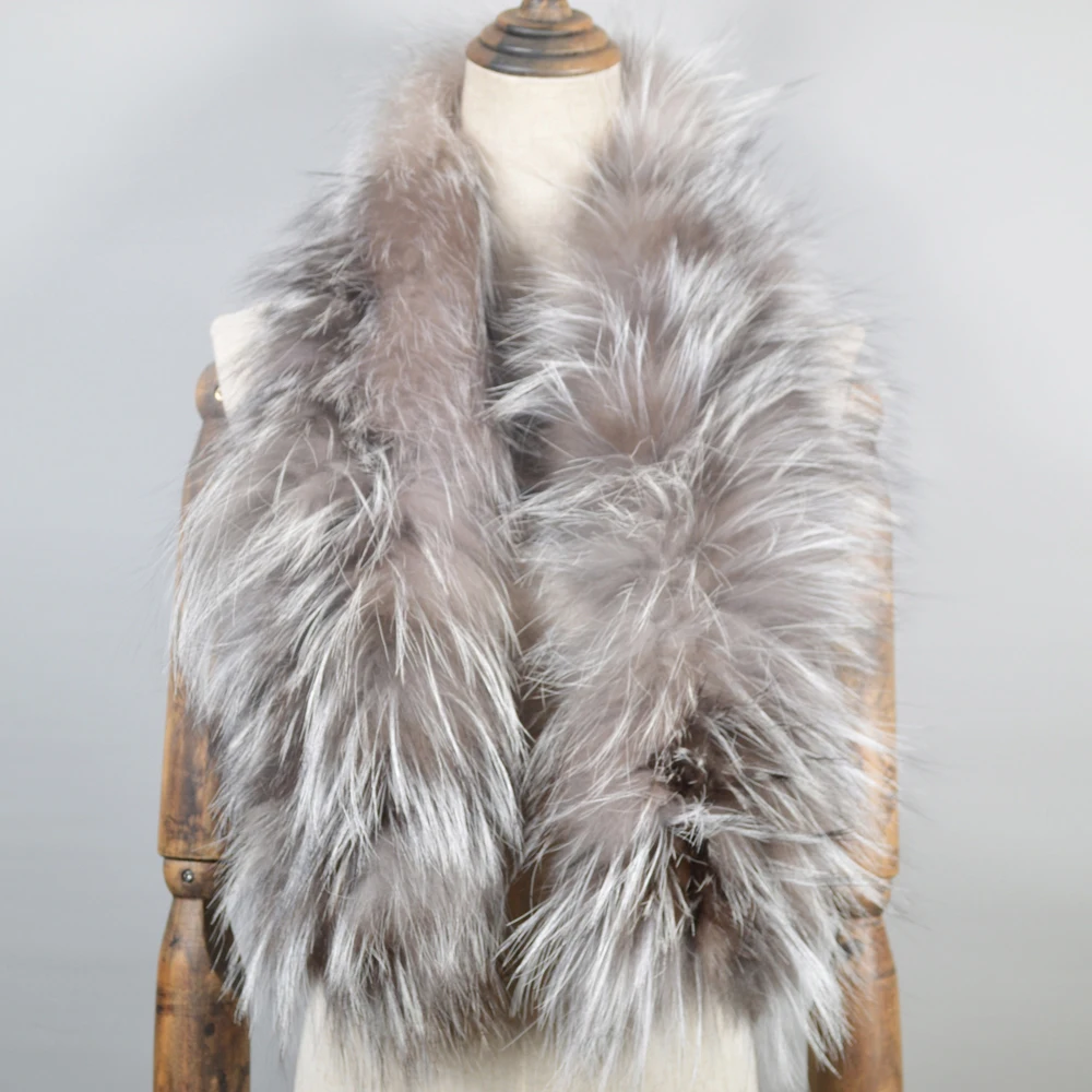 Женский шарф из натурального Лисьего меха зимний теплый мягкий вязаный ручной