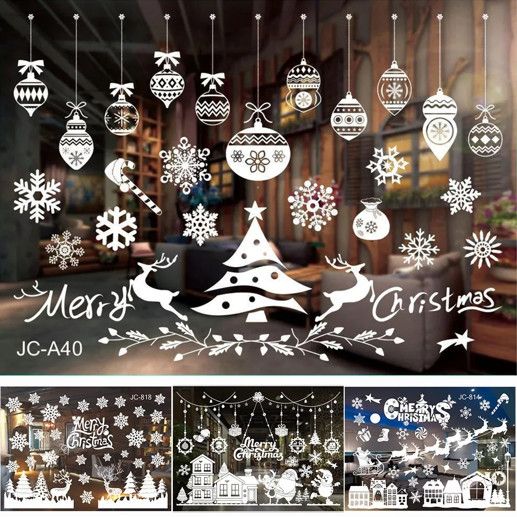

Christmas Casement Wall Stickers Nowflake/Elk/Snowman/Santa Claus Window Decals Dressing Xmas Gift 2022 New Year Home Decor