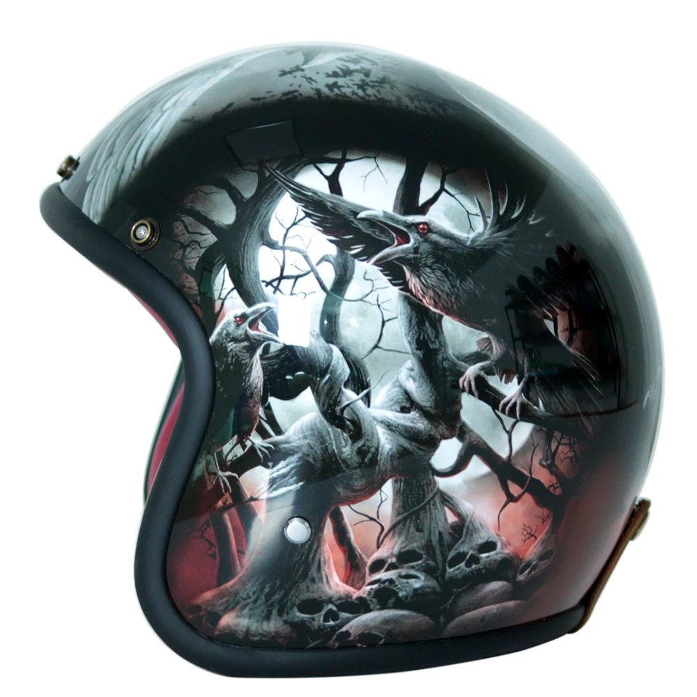 Мотоциклетный шлем с принтом в стиле ретро | Автомобили и мотоциклы