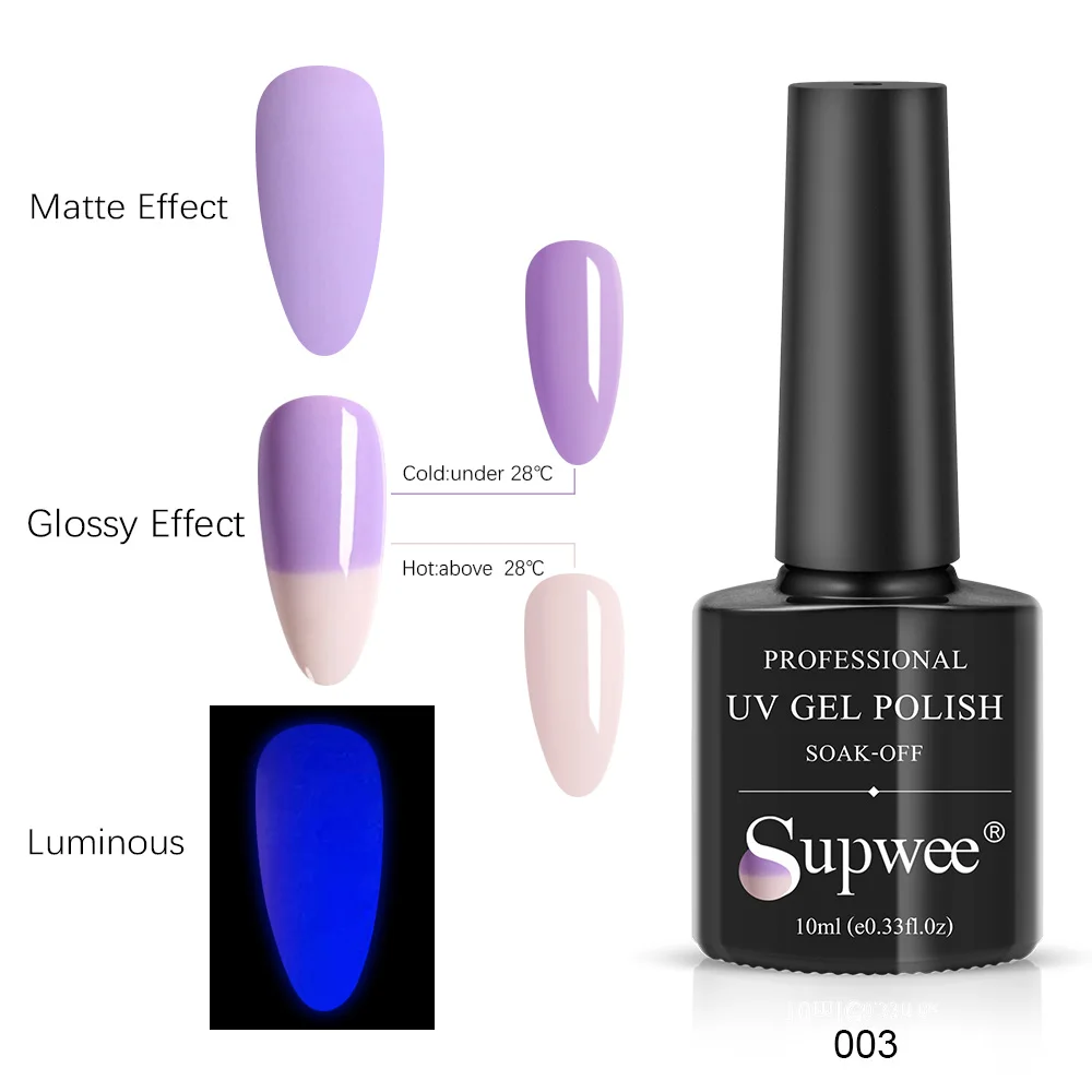 

SUPWEE UV Nail Gel Glow In Dark Nail Gel Polish Fluorescent Luminous Lucky Lacquer Varnish Soak-off UV LED Long Lasting Nails