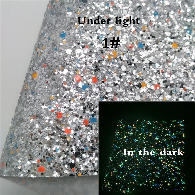 1 Glitterwishcome 21X29 см A4 Размер светится в темноте блестящая ткань, массивные блестящие кожаные листы, блестящий винил для луков, GM564A - Цвет: 1